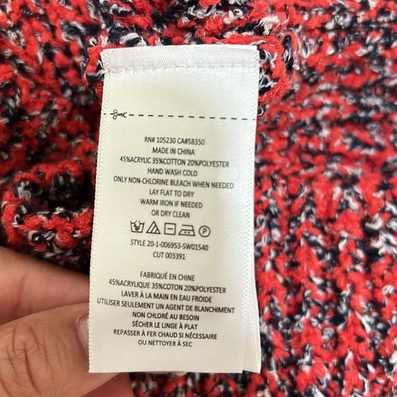 CURRENT ELLIOT WOMEN THE MOONSHINE SWEATER PULLOVER RED BLACK LONG SLEEVE Sz 0 - Picture 8 of 11